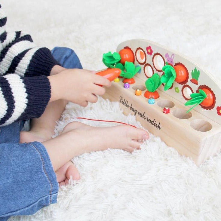 Carottes en bois et jeu de pêche magnétique – Jouets de motricité fine