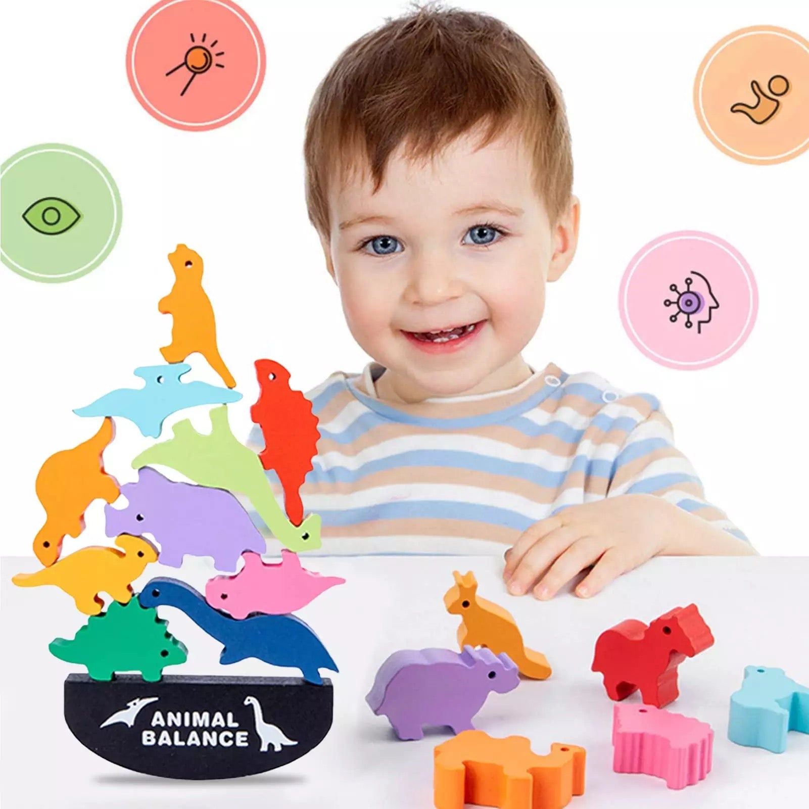 Équilibre dinosaure en bois - Jouets de motricité fine