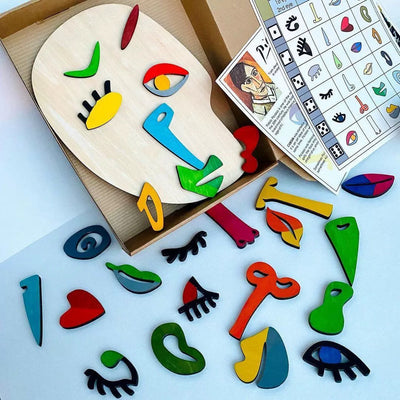 Jouet Montessori visage puzzle de style Picasso – Jouets de thérapie orthophonique