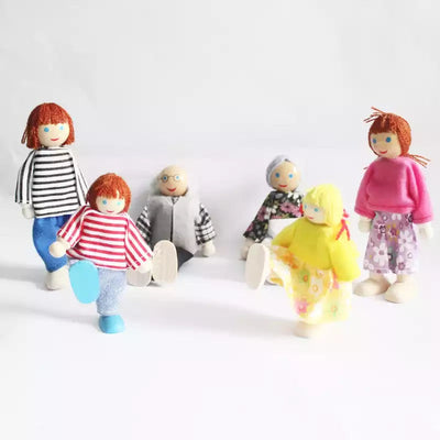 Famille de poupées en bois pour jeux de rôle - Jouets en bois à durée de vie illimitée