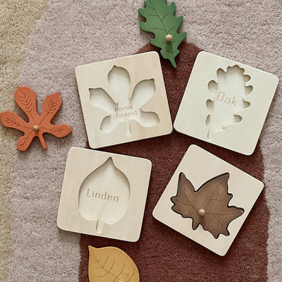 Puzzle feuille en bois – Jouets pour la motricité fine