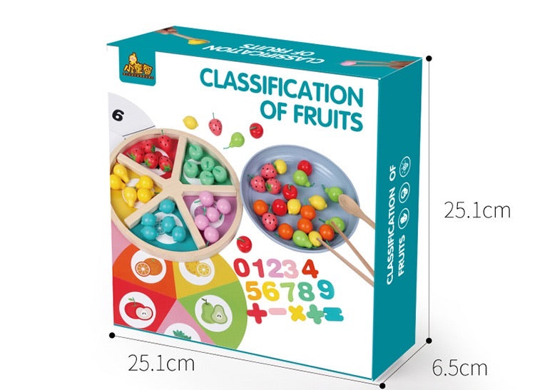 Juego de matemáticas de clasificación de frutas de madera - Juguetes de matemáticas