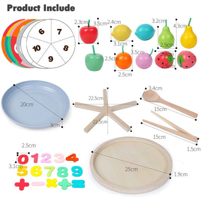 Juego de matemáticas de clasificación de frutas de madera - Juguetes de matemáticas