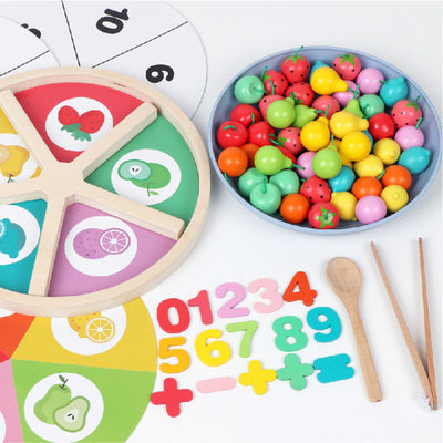Juego de matemáticas de clasificación de frutas de madera - Juguetes de matemáticas