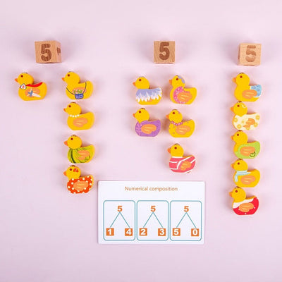 Juego de contar patos de madera - Juguetes educativos de matemáticas