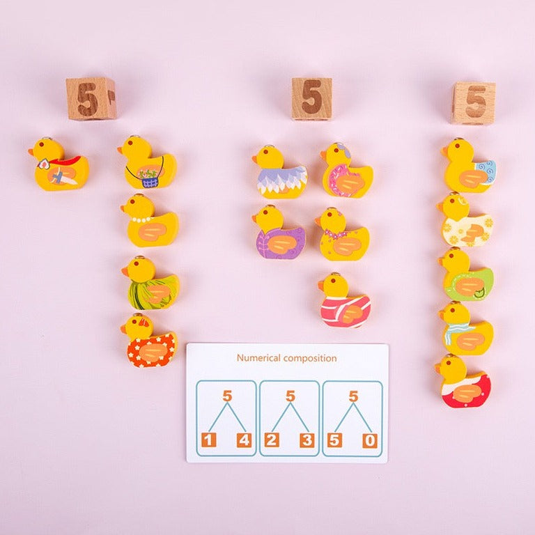 Juego de contar patos de madera - Juguetes educativos de matemáticas