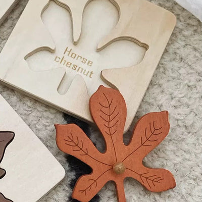Puzzle feuille en bois – Jouets pour la motricité fine