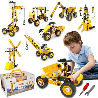 Fidtoy 10-in-1 Construction Vehicle Building Set for Kids STEM Engineering Toy 108 PCS