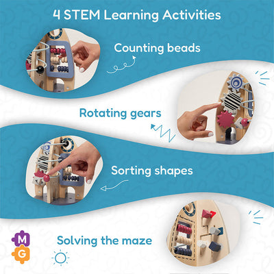 Fidtoy Wooden Rocket Activity Toy for Toddlers – STEM Multi Activity Learning Toy Age 1+