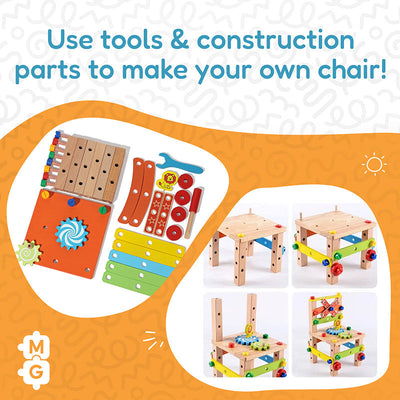Fidtoy Chaise de construction en bois pour enfants de 3 ans et plus