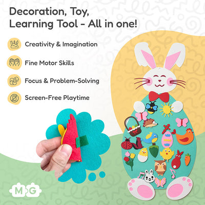 Fidtoy Felt Bunny Wall Activity Toy for Kids 1+ Easter Decor