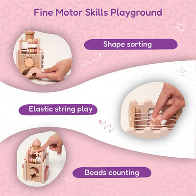 Fidtoy Wooden Activity Castle Toy for Kids 3+ Educational Play