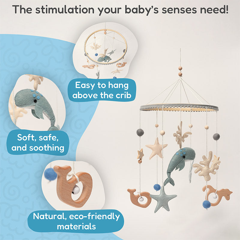 Fidtoy Ocean Baby Crib Mobile for Newborns 0+ Nursery Hanging Decor