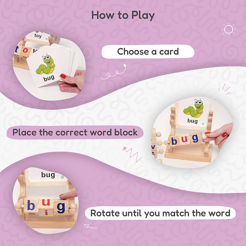 Fidtoy Montessori Spin and Spell Toy pour Enfants – Jeu d'orthographe en Bois pour l'apprentissage précoce de la lecture