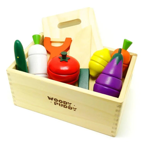 Fidtoy Set de jeu en bois pour enfants, jouet de cuisine pour tout-petits, jouet de découpe de fruits, jouet d'apprentissage Montessori pour les enfants de 1, 2, 3 ans, jeu à la maison.