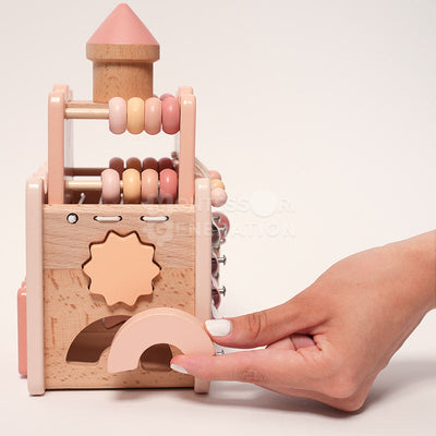 Fidtoy Wooden Activity Castle Toy for Kids 3+ Educational Play