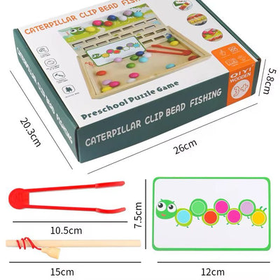 Juego de pesca del alfabeto magnético y clasificación de cuentas de oruga: actividad inspirada en Montessori para el reconocimiento de letras, la clasificación y las habilidades motrices finas