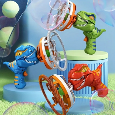 Máquina de Burbujas Automática Portátil de Dinosaurio con Burbujas Grandes Coloridas Juguetes de Verano para Interiores y Exteriores para Niños
