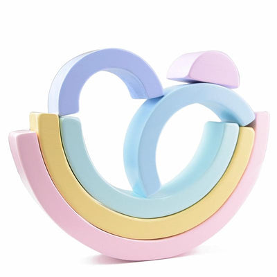 Fidtoy Blocs de construction en bois Arc-en-ciel, jouet Montessori à formes libres, 6 pièces