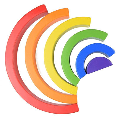 Fidtoy Blocs de construction en bois Arc-en-ciel, jouet Montessori à formes libres, 6 pièces