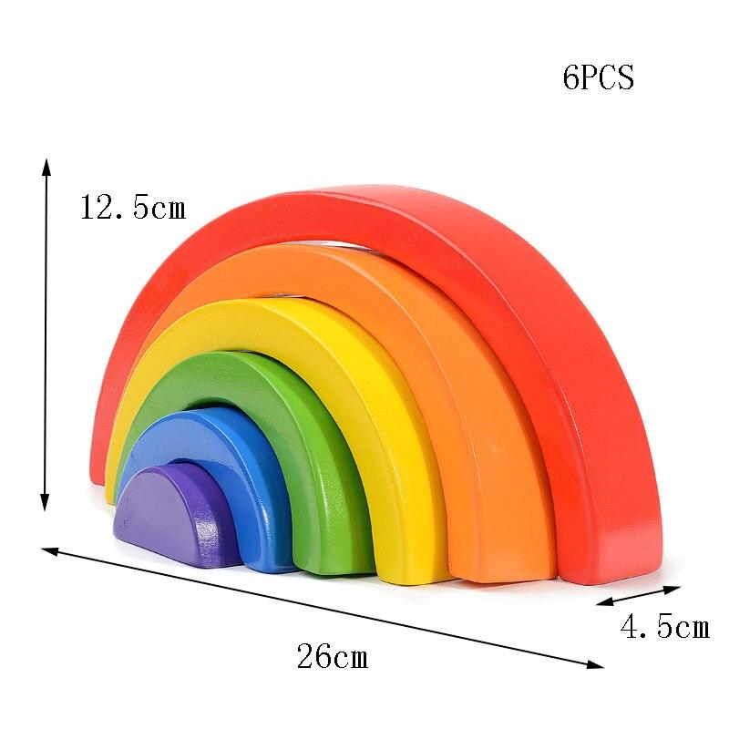 Fidtoy Blocs de construction en bois Arc-en-ciel, jouet Montessori à formes libres, 6 pièces