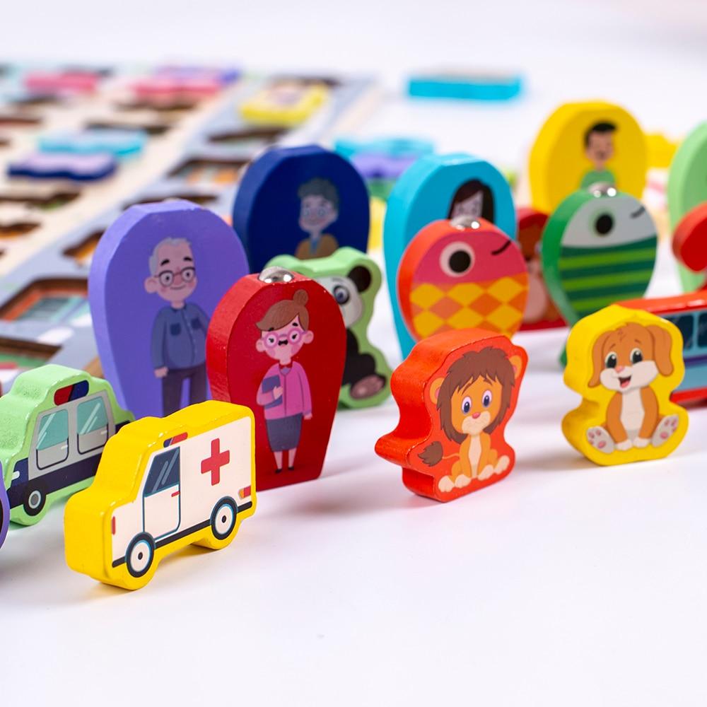 Rompecabezas de madera 3D Montessori Fidtoy para que los niños pequeños aprendan formas