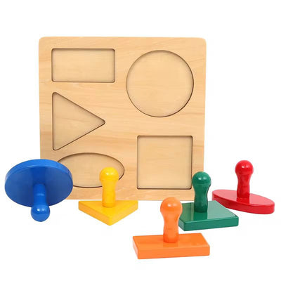 Puzzle géométrique Montessori avec boutons | Activité sensorielle pour tout-petits