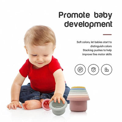 Fidtoy Silicone Stacking Cups Montessori Sensory Toy for Babies