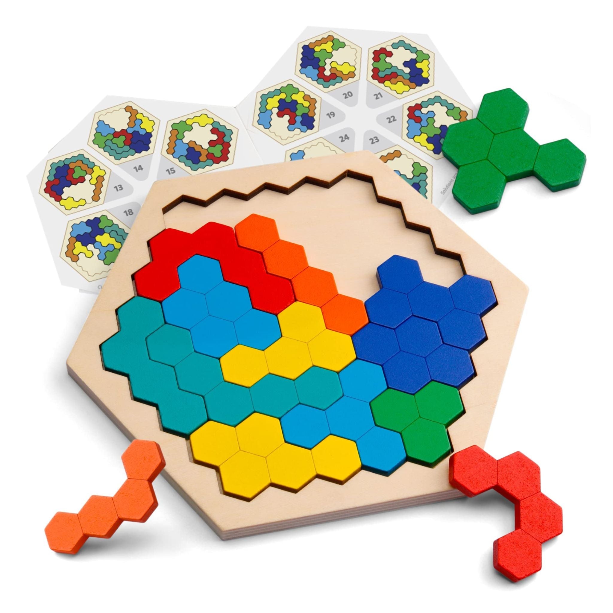 Rompecabezas hexagonal de madera Montessori