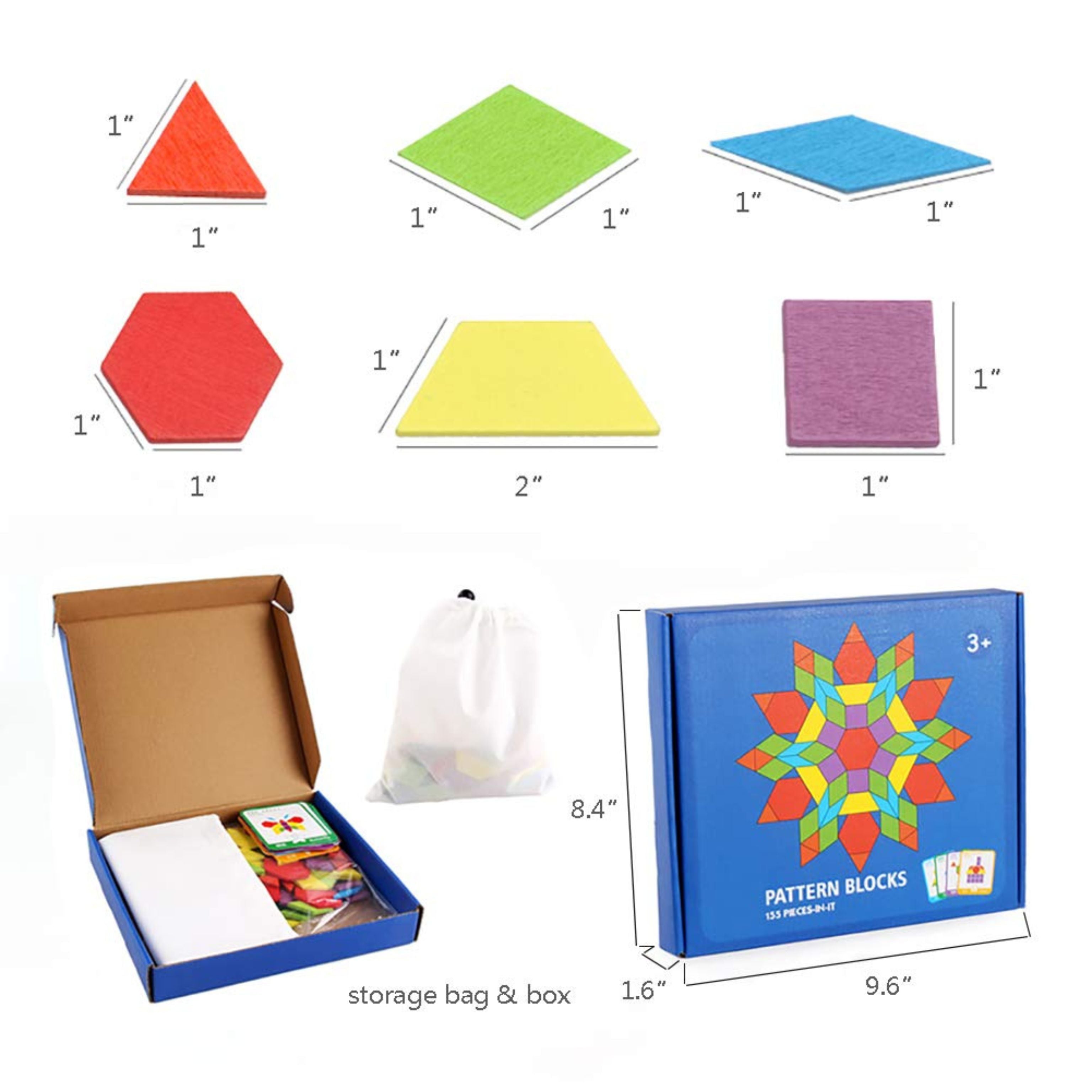 Bloques de patrones de madera Montessori