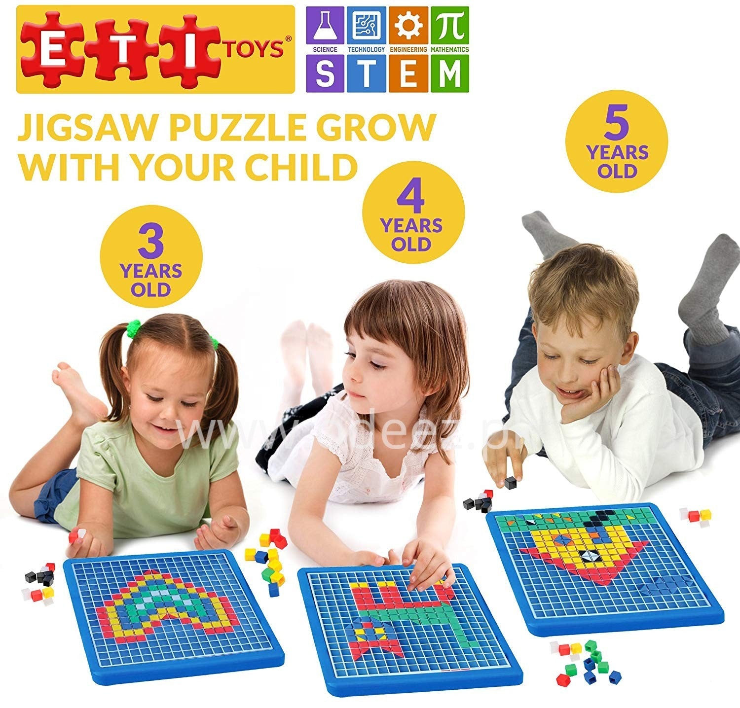 Fidtoy Kids Mosaic Puzzle Set 490 Pieces Educational STEM Building Board Color Matching Creative Learning Toy for Kids 4+