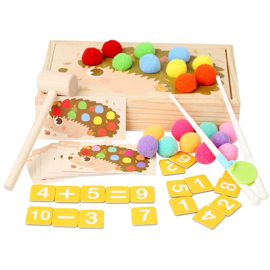 Activité de tri et de mathématiques du hérisson Pom Pom – Motricité fine, comptage, perforation et association des couleurs