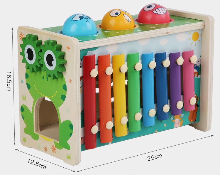 Montessori Pounding Toy with Xylophone, Fishing & Magnet Game