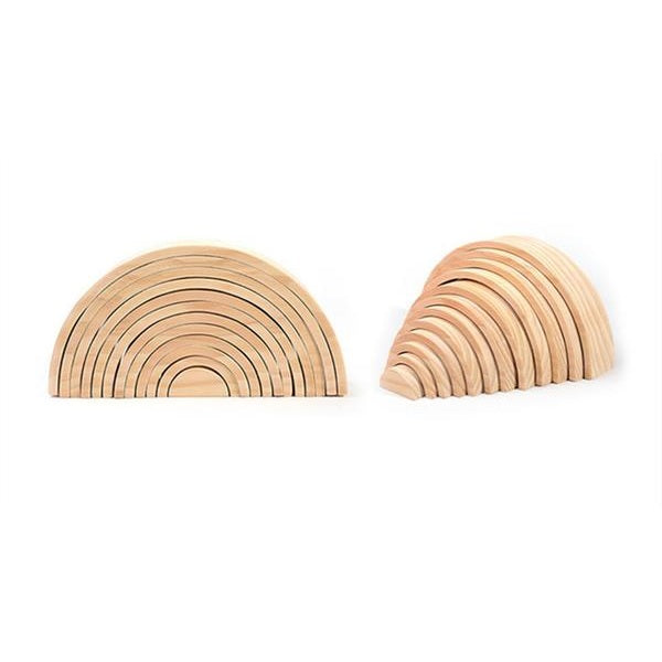 Fidtoy Arc-en-ciel en bois naturel, 12 arches, jouet créatif