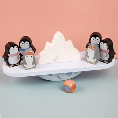 Juego de equilibrio de pingüinos de madera - Juguetes para desarrollar la motricidad fina