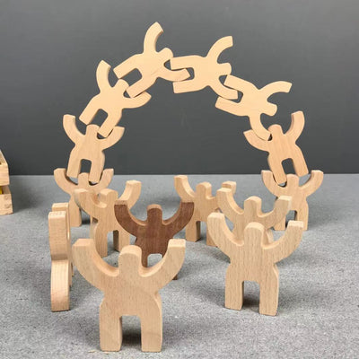 Jeu d'équilibre en bois "Stacking People" - Jouet pour la motricité fine