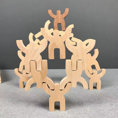 Jeu d'équilibre en bois "Stacking People" - Jouet pour la motricité fine