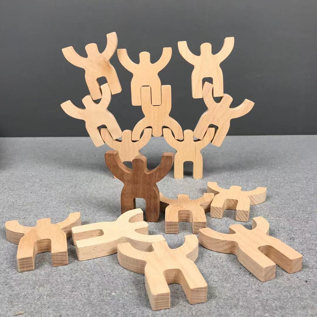 Jeu d'équilibre en bois "Stacking People" - Jouet pour la motricité fine
