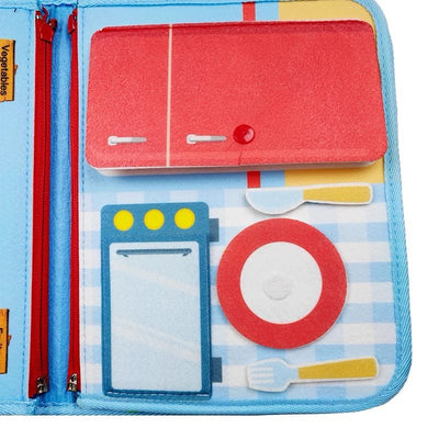 Tabla de fieltro sensorial para niños pequeños - Juguete de viaje con habilidades prácticas para la vida con temática espacial, sirenas y dinosaurios