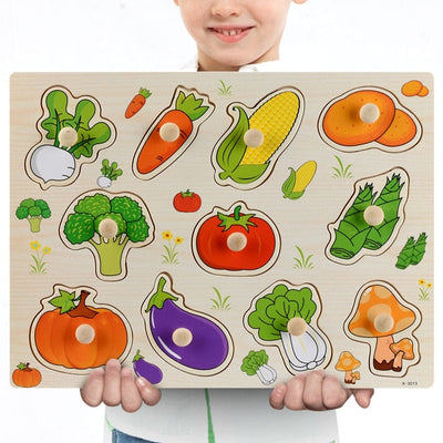 Fidtoy Wooden Vehicle Puzzle for Toddlers – Educational Learning Toy