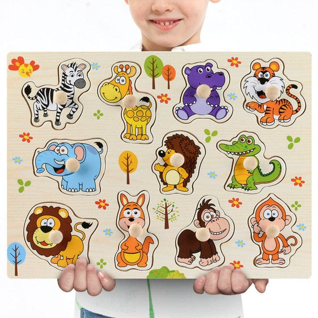 Fidtoy Wooden Vehicle Puzzle for Toddlers – Educational Learning Toy