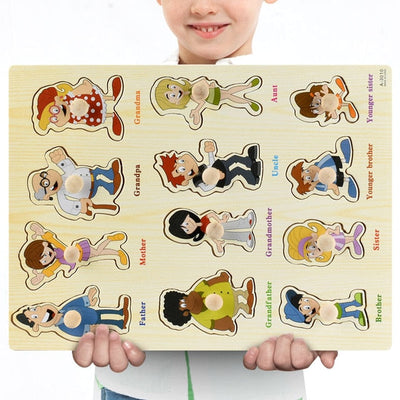 Fidtoy Wooden Vehicle Puzzle for Toddlers – Educational Learning Toy
