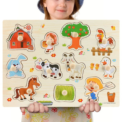 Fidtoy Wooden Vehicle Puzzle for Toddlers – Educational Learning Toy
