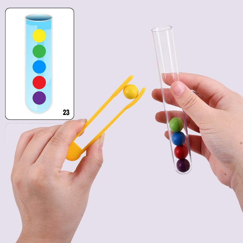 Montessori Beads Into Test-Tube Educational Toy