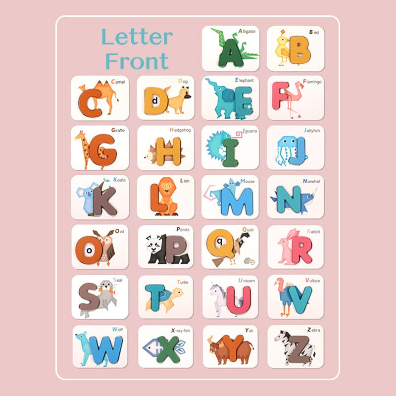 Rompecabezas Montessori de animales con letras del abecedario