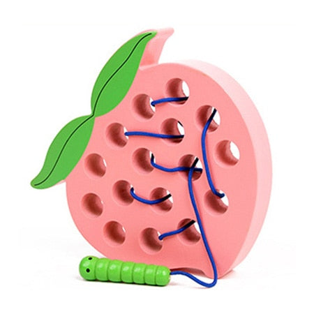 ✅ Juguetes educativos de madera Montessori - "Gusano come fruta"
