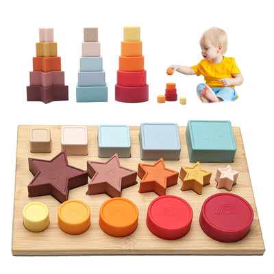 Juguete Montessori apilable de silicona suave