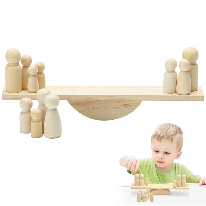 Jouet Montessori à empiler en forme de bascule avec petites poupées