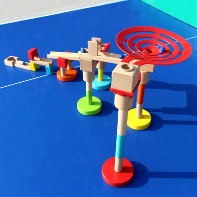 Fidtoy Wooden Marble Run STEM Building Toy for Kids 3+