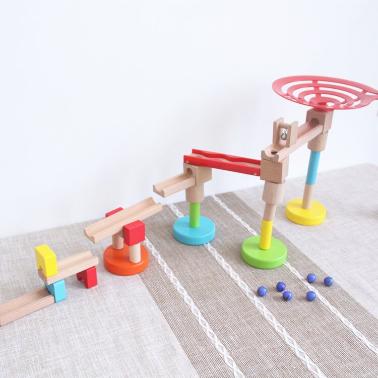 Fidtoy Pista de Canicas de Madera Juguete de Construcción STEM para Niños de 3+ años